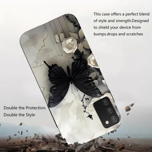 Vista 4 de Paquete de 2 fundas para Samsung Galaxy A03S a prueba de golpes, diseño delgado, antideslizante, funda para Galaxy A03S (negro)