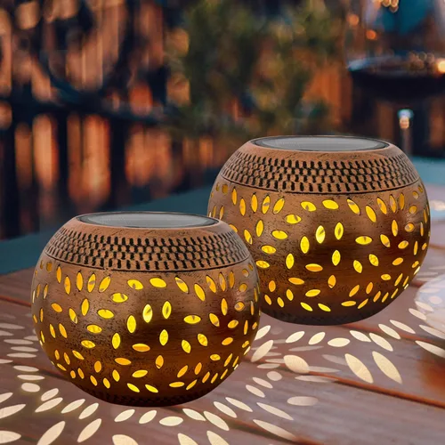 Vista 8 de Faroles solares de mesa impermeables para exteriores, lámpara LED de metal blanco, luz de mesa, lámpara decorativa para escritorio