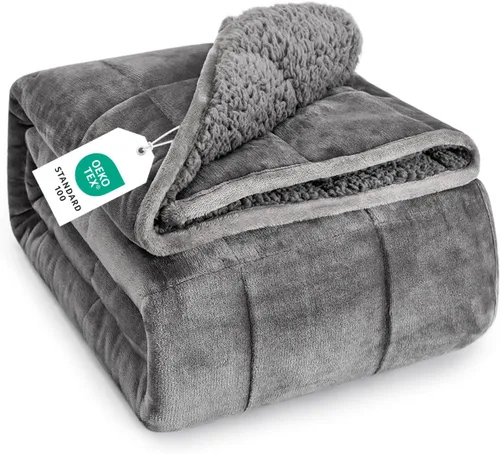 Vista 16 de Topblan - Manta pesada para adultos de 12 libras, suaves y cómodas mantas de forro polar con sherpa lanudo, manta pesada de jacquard elegante