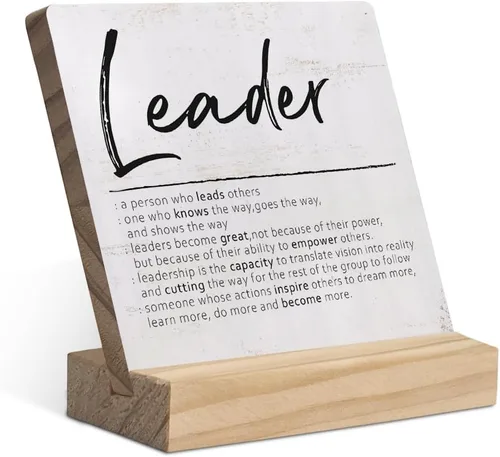 Vista 6 de Placa de madera con soporte de madera, diseño de jefe de dama, letrero de madera para decoración de escritorio para el hogar, oficina, mesa, Jefa