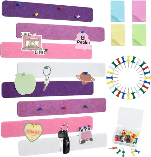 Vista 9 de Vuzvuv - Tablón de anuncios de corcho de visión grande de 28 x 16 pulgadas, color rosa para oficina en pared Compact Soft Felt Pin Board, 28x16in