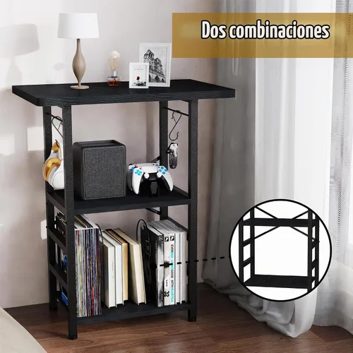 Vista 8 de YAKANJ Soporte para tocadiscos con escritorio extendido, mesa grande para tocadiscos con almacenamiento de vinilo, soporte para tocadiscos