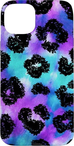 Vista 9 de iPhone 16 Purple Turquoise Black Leopard Tie Dye Print Cheetah Pattern Case