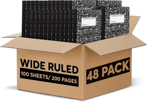 Vista 8 de Cuadernos de composición, diarios de escritura de papel con rayas anchas, libros de composición de cubierta de mármol, 100 hojas, cuadernos