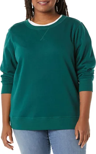 Vista 7 de Amazon Essentials Sudadera de forro polar con cuello redondo y manga larga para mujer Rayas horizontales blanco marino
