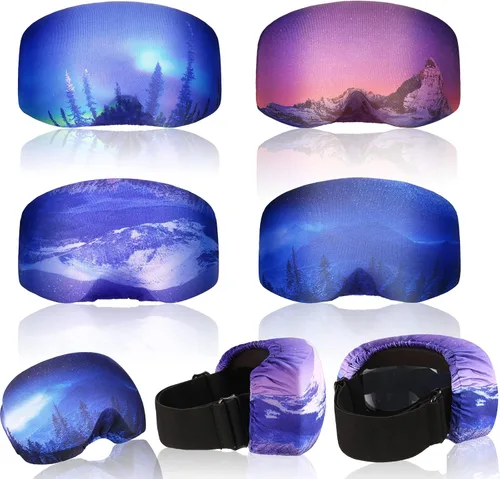 Vista 12 de Civaner 4 Piezas Funda para Gafas de Esquí y Snowboard, Funda para Gafas de Microfibra, Protección Contra Rayones y Polvo para Viajes