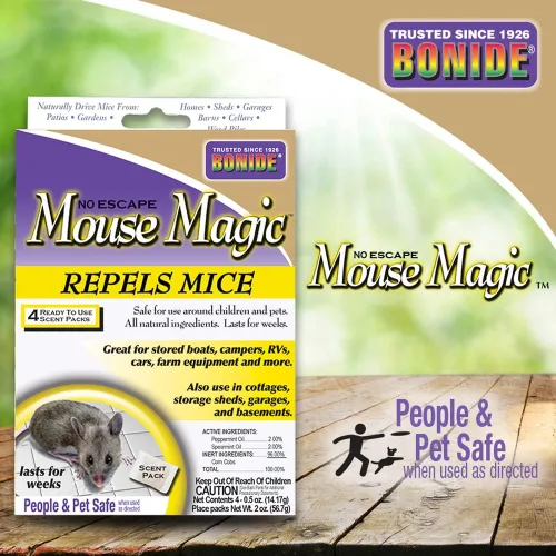 Vista 2 de Bonide Mouse Magic Mouse - Paquete de aroma repelente de ratones, 4