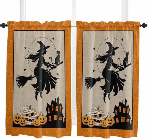 Vista 50 de Cenefas de Navidad de invierno para ventanas, cortinas de cocina con bolsillo para barra, cortinas con aislamiento térmico para ventana de baño