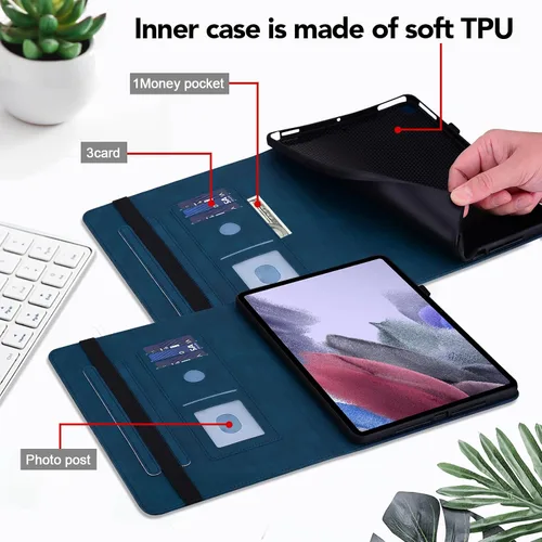 Vista 2 de Funda para Fire HD 8 / Fire HD 8 Plus (12ª/10ª generación, 2024/2022/2020), funda de piel sintética a prueba de golpes con ranuras para tarjetas