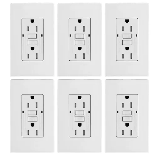 Vista 18 de Micmi Salida GFCI, receptáculo GFI resistente a manipulaciones con indicador LED, interruptor de circuito de falla de tierra de prueba automática