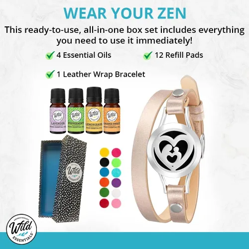 Vista 6 de Wild Essentials - Pulsera de cuero con aceite esencial, Cuero