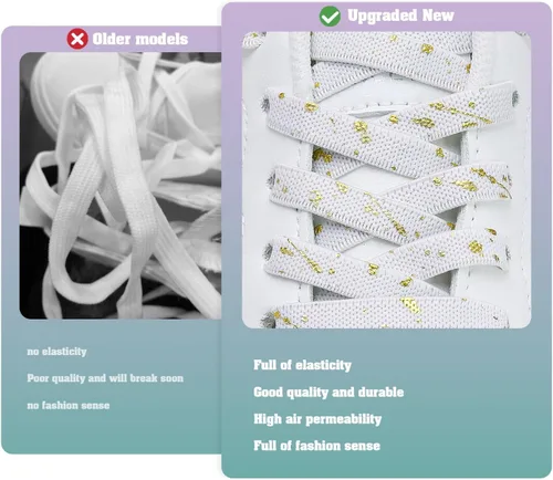 Vista 5 de 2 pares de cordones elásticos planos de goma sin atar, tira elástica para zapatos para adultos y niños, se adapta a tenis, botas, lona