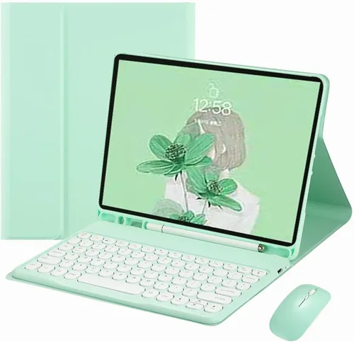 Vista 9 de Funda para teclado Galaxy Tab S6 Lite de 10.4 pulgadas 2024/2022/2020 con mouse Bluetooth, teclado magnético desmontable a color, teclado Bluetooth