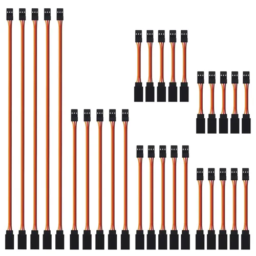 Vista 9 de ACEIRMC Cable de extensión servo de 3 pines hembra a macho conector de cable JR para control remoto de aviones de coche RC (3.9 in)