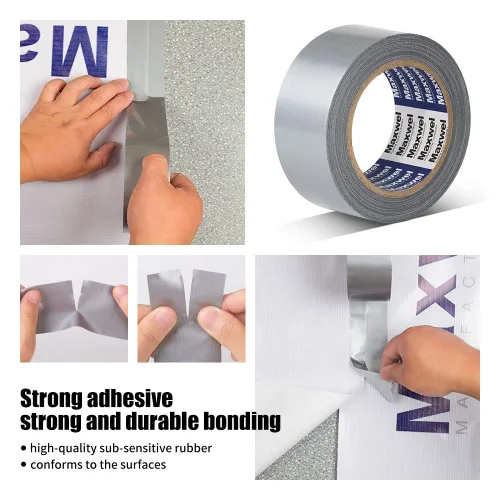 Vista 3 de Cinta adhesiva resistente al agua, 1.88 pulgadas, 35 yardas, cinta adhesiva plateada desgarrable sin residuos, adhesivo fuerte para reparación