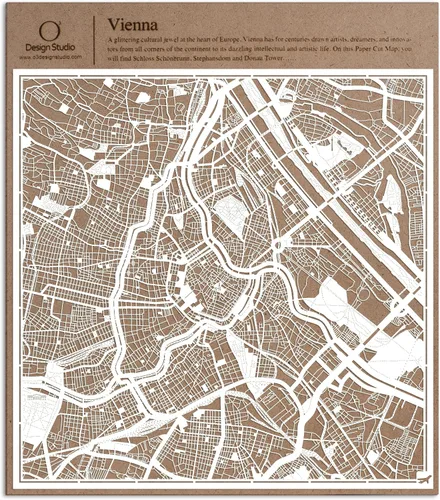 Vista 127 de O3 Design Studio Aberdeen - Mapa de papel cortado en papel blanco de 12 x 12 pulgadas