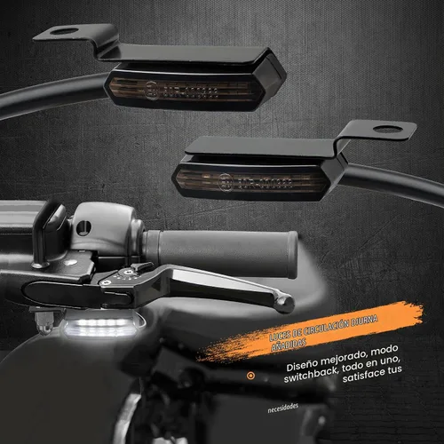 Vista 3 de NTHREEAUTO Señales de giro secuenciales de manubrio delanteras, intermitentes LED de flujo para motocicleta, mini luz de marcha compatible