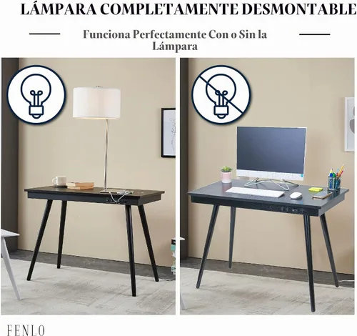 Vista 5 de FENLO Future - Escritorio moderno de 39 pies con estación de carga inalámbrica USB-C y Qi