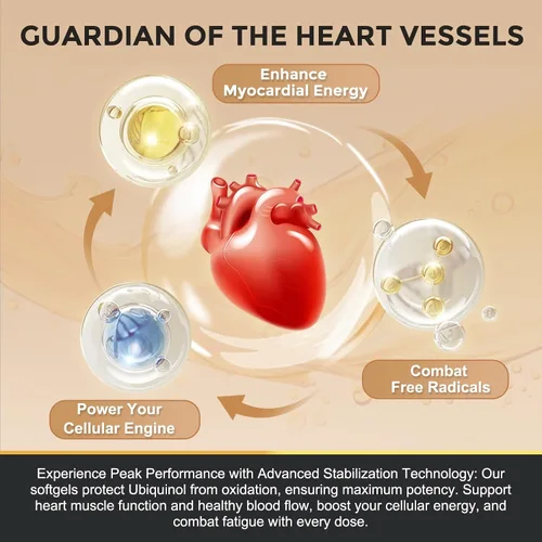 Vista 4 de ZEBORA Ubiquinol CoQ10 - Cápsulas blandas de 300 mg, potente antioxidante 4 en 1 para la salud cardíaca y vascular, esencial para la producción