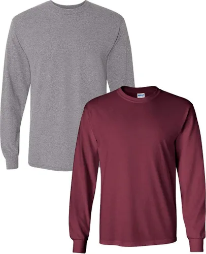Vista 90 de Gildan - Camiseta de algodón y de manga larga para hombre, modelo G2400 (1) verde irlandés + (1) negro