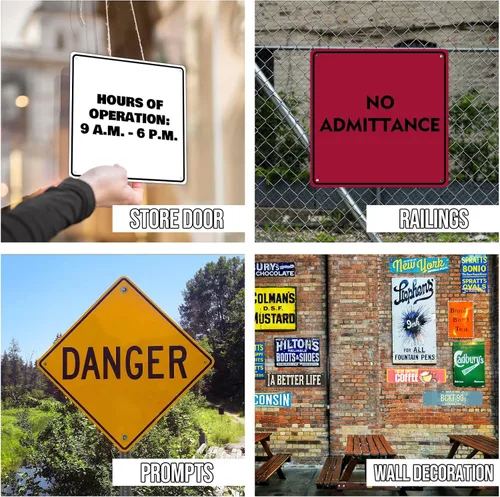 Vista 6 de Letreros personalizados de metal para exteriores de 12 x 12 pulgadas, a prueba de óxido, letreros de jardín, letreros de seguridad, letreros
