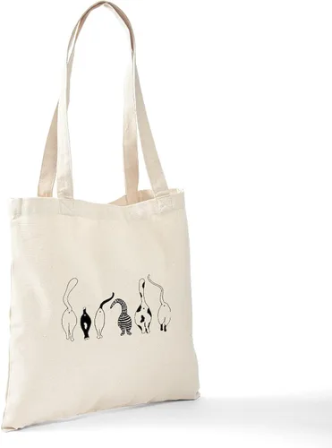 Vista 6 de CafePress Cat Butts - Bolsa de compras de lona beige natural reutilizable