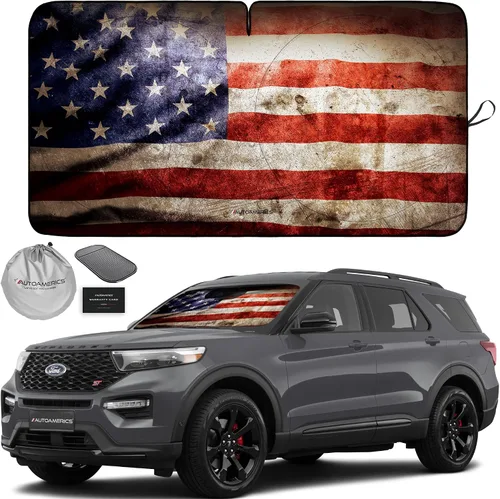 Vista 40 de Parasol de Parabrisas de Una Pieza - Parasol Cromado Líquido Plegable para Ventana Delantera de Auto para Carros SUV Camión - Protector Visor