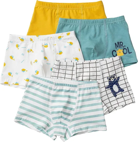 Vista 2 de Core Pretty Toddler Boxer Briefs Cotton Boys Underwear Kids Underpants Size 3-12Years (Pack of 5)