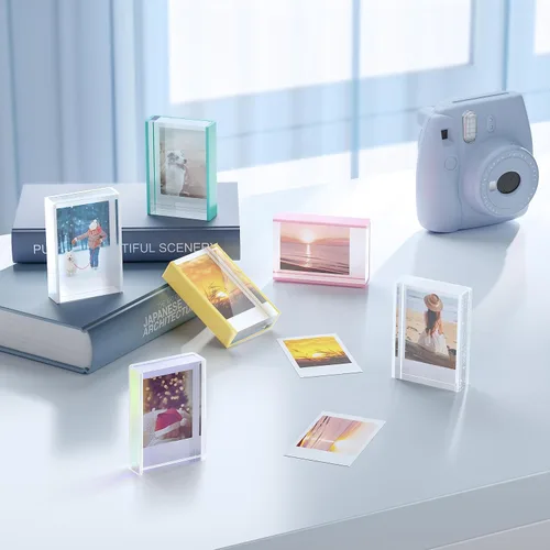 Vista 5 de Instax Mini marcos de fotos acrílicos, marco Polaroid de 2 x 3 para impresora Instax Mini EVO/LiPlay/Link y película de cámaras, bonito marco
