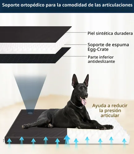 Vista 8 de Cama impermeable de cuero de vinilo para perros pequeños, almohadilla lavable para perros, fácil de limpiar, resistente al pelo de mascotas