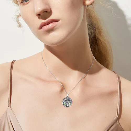 Vista 6 de TIGER RIDER Collar de diosa de triple luna de plata de ley con amuleto mágico Wicca pagano del árbol de la vida, joyería para mujeres y hombres