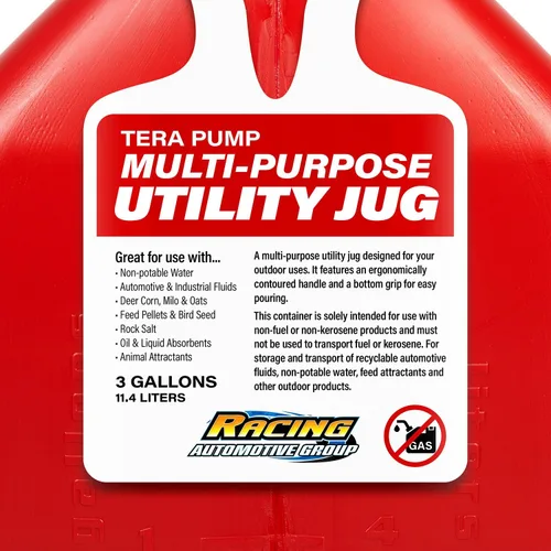 Vista 4 de TERA PUMP Lata multiusos de 3 galones (rojo) con bomba de transferencia de líquidos alimentada por batería de parada automática - Manguera de 4.25