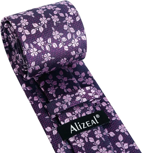 Vista 84 de Alizeal Mens 3.15inches Leaf Flower Pattern Tie with Floral Pocket Square Set