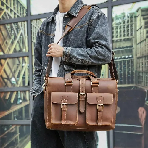 Vista 3 de Ztimi Men's Office Bags Laptop Bags Business Work Bags Leather Messenger Bags Handbags Handbags