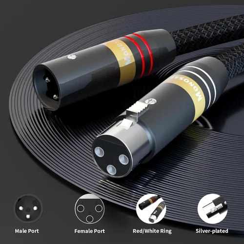 Vista 5 de 17AWG Audiófilo XLR Cable OFC Cobre Plateado Plata 2XLR a 2XLR (1M)
