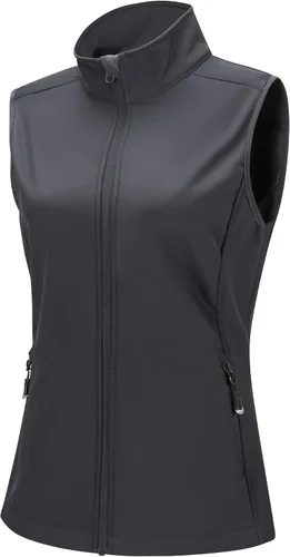 Vista 9 de 33,000ft Chaleco de correr para mujer, con forro polar, con cremallera, resistente al viento, ligero, chalecos softshell de ropa exterior para golf