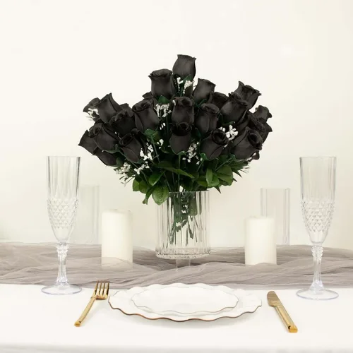 Vista 8 de Efavormart 12 arbustos Ramos de capullos de rosas artificiales de seda de primera calidad