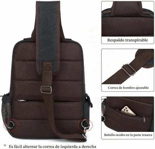 Vista 6 de Mygreen bolsa cruzada de lona, mochila de viaje Verde militar