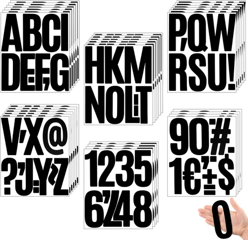Vista 15 de Qilery 32 hojas de 0.5 pulgada de calcomanías de letras y números autoadhesivas, letras de vinilo alfabéticas de gran fuente, etiquetas de números