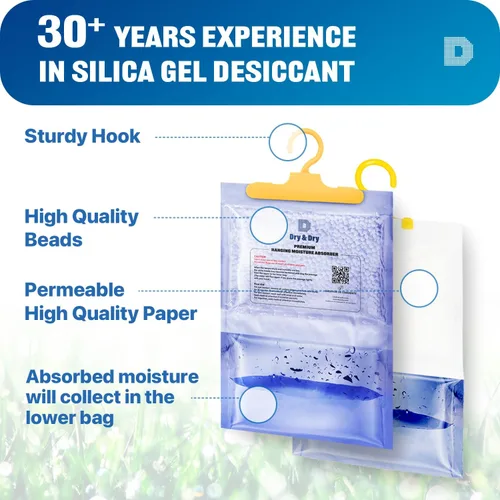 Vista 5 de Dry & Dry Paquete de 4 absorbentes de humedad prémium para el hogar, sótano y dormitorio, deshumidificadores pequeños