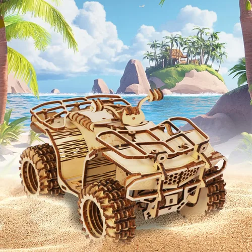 Vista 3 de Rompecabezas de madera 3D para adultos, rompecabezas mecánico de coche de playa, kit de construcción de modelo de vehículo de bricolaje, juguete