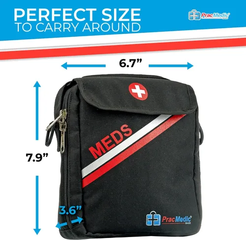 Vista 6 de PracMedic Bags Bolsa de medicina de viaje, bolsas de primeros auxilios vacías o Epipen estuche de transporte para bolígrafos de insulina, botellas