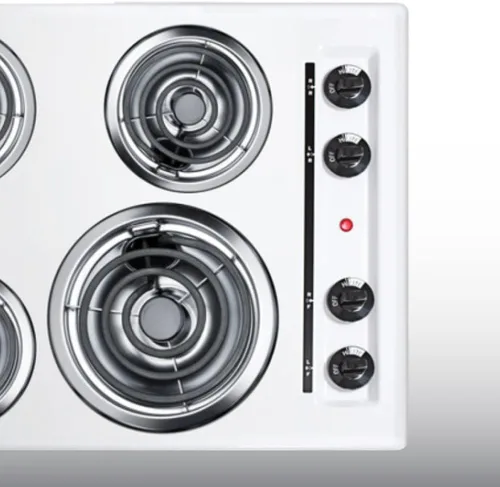 Vista 4 de Summit 24" 4 quemadores cocina eléctrica, bobina de 230 voltios, blanco WEL03