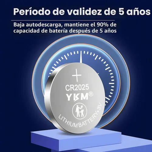 Vista 5 de YKM Paquete de 5 baterías CR2025 DL2025 de litio de 3 V para el control remoto del coche 2025