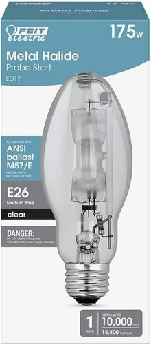 Vista 2 de Feit Electric Bombilla oculta de haluro metálico transparente Ed17 de 175 W, 1 paquete