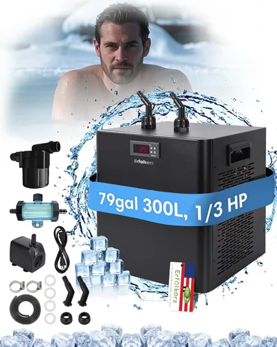 Vista 6 de Enfriador de inmersión en frío de 1/3 HP, 79 galones, 300 L, enfriador de agua para baño de hielo, enfriador de agua para baño de hielo con kit