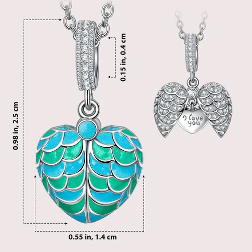Vista 2 de Kate Lynn I Love You Forever Angel Wing Heart Necklace Engraved Jewelry, 17.8"+2.0" Necklace, Packaged with Jewelry Box, Christmas Gift Birthday