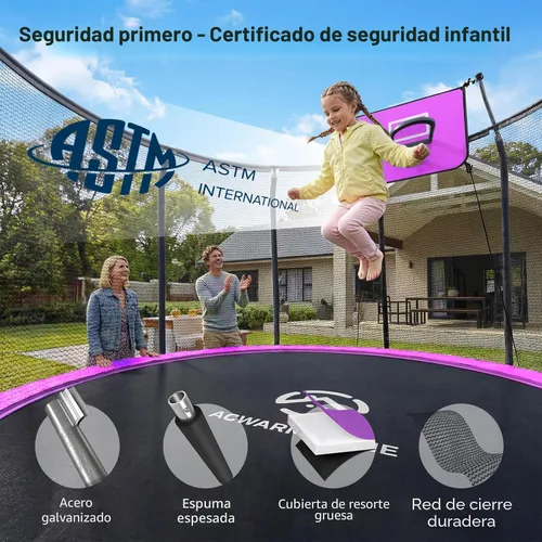 Vista 2 de Outdoor Trampoline with Net for Kids 10FT 12FT 14FT 15FT 16FT Púrpura