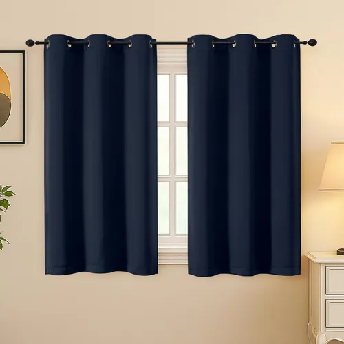 Vista 127 de Simplebrand Juego de 2 paneles de cenefa aguamarina para ventana de cocina de 14 pulgadas de largo, cortinas de oscurecimiento de habitación