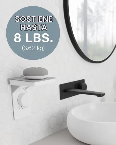 Vista 5 de Sanus Estante de salida para dispositivos pequeños hecho para Google en blanco y gris niebla. Capacidad para pequeños dispositivos electrónicos